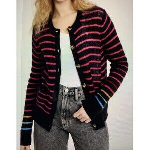 Sundry Wool Cashmere Striped Cardigan Sweater Size 0